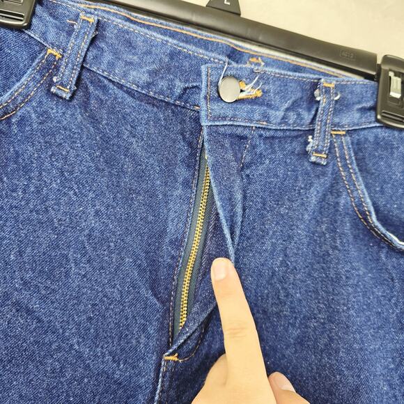 Vintage Calpia Caltrans Jeans Made In USA Zipper Fly Snap Reflective Size 36x32 - Picture 5 of 13